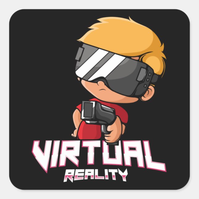Sticker Carré Joueur de réalité virtuelle (Devant)