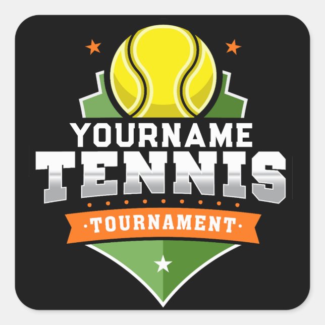 Sticker Carré Joueur de tennis personnalisé NOM Tournoi de Varsi (Devant)