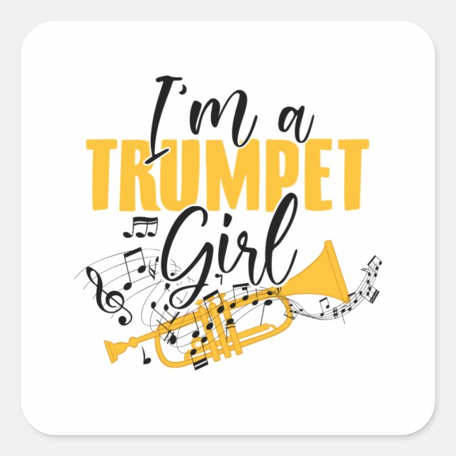 Sticker Carré Joueur de trompettes | Musique Trumpet Band Cadeau (Devant)
