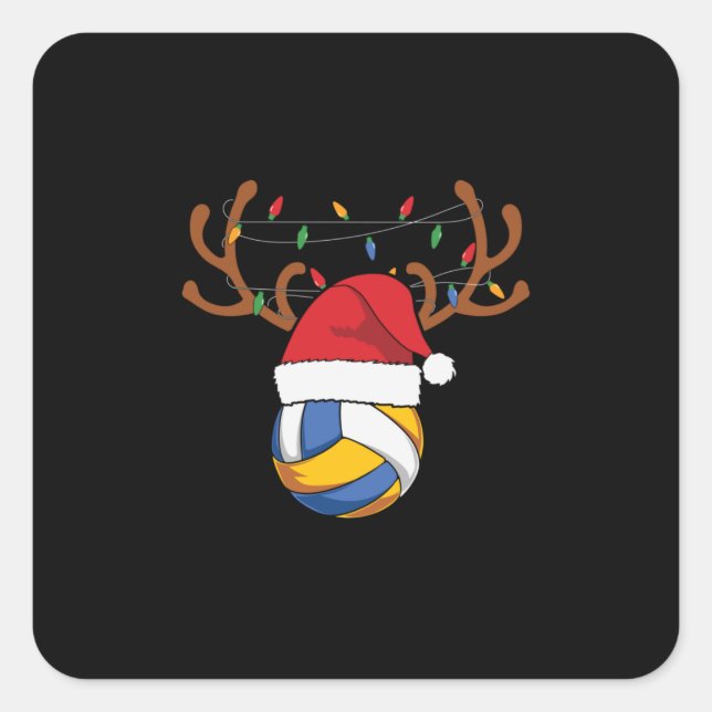 Sticker Carré Joueur de volley-ball | Noël de volley-ball (Devant)