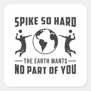 Sticker Carré Joueur de volley-ball Spike So Hard Volleyball cad
