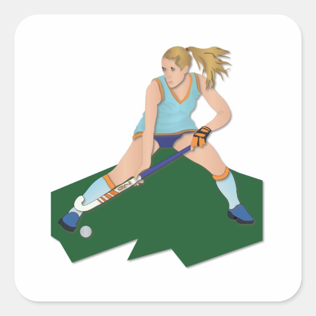 Sticker Carré Joueur du Field Hockey (Devant)