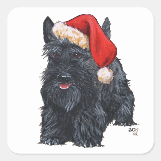 Sticker Carré Joueur écossais Terrier Père Noël (Devant)