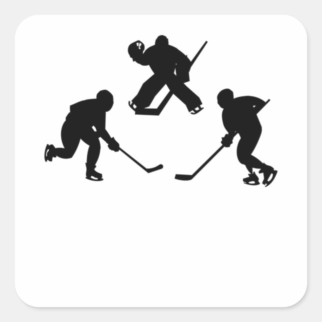 Sticker Carré Joueur en bâton de hockey sur glace silhouette cad (Devant)