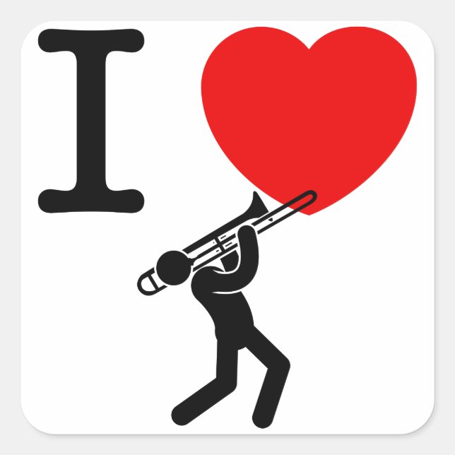 Sticker Carré Joueur Trombone (Devant)
