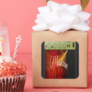 Sticker Carré Joueur vintage Sunburst Guitare