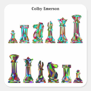 Sticker Carré Joueurs Rainbow Color Chess Pieces Club