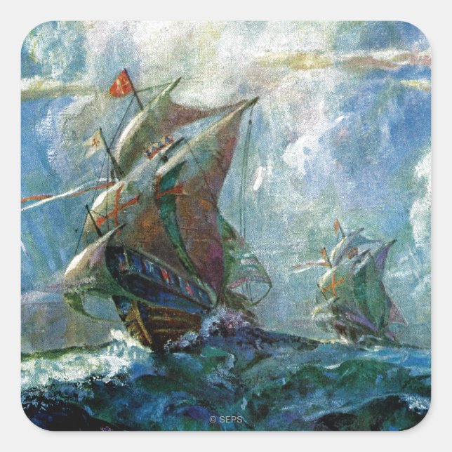 Sticker Carré Jour de Columbus (Devant)