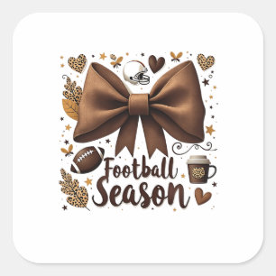 Sticker Carré Jour de football Bow Coquette Football Saison