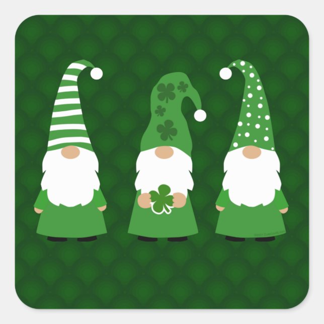 Sticker Carré Jour de la Saint Patrick Gnomes (Devant)