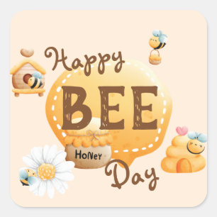 Sticker Carré Jour de l'Abeille joyeux