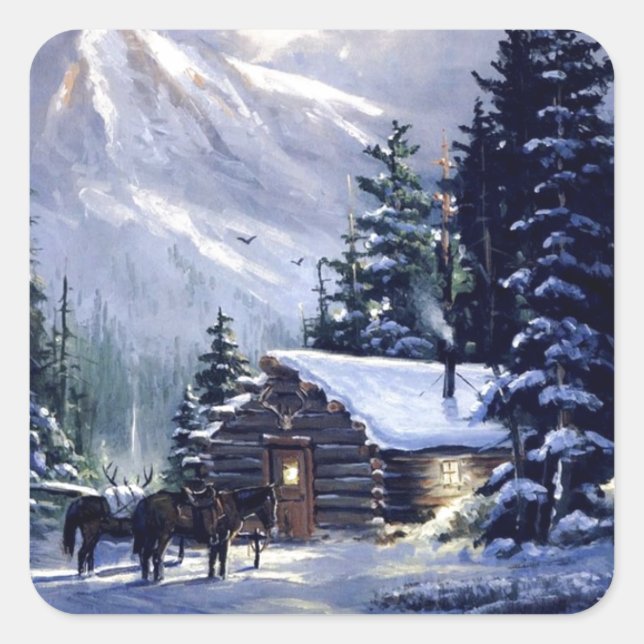 Sticker Carré Jour de Noël Vintage (Devant)