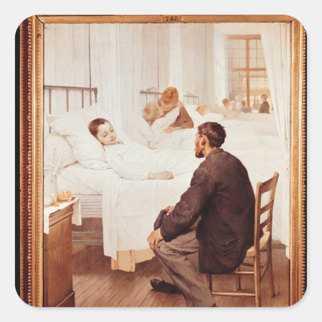 Sticker Carré Jour de visite à l'hôpital, 1889 (Devant)