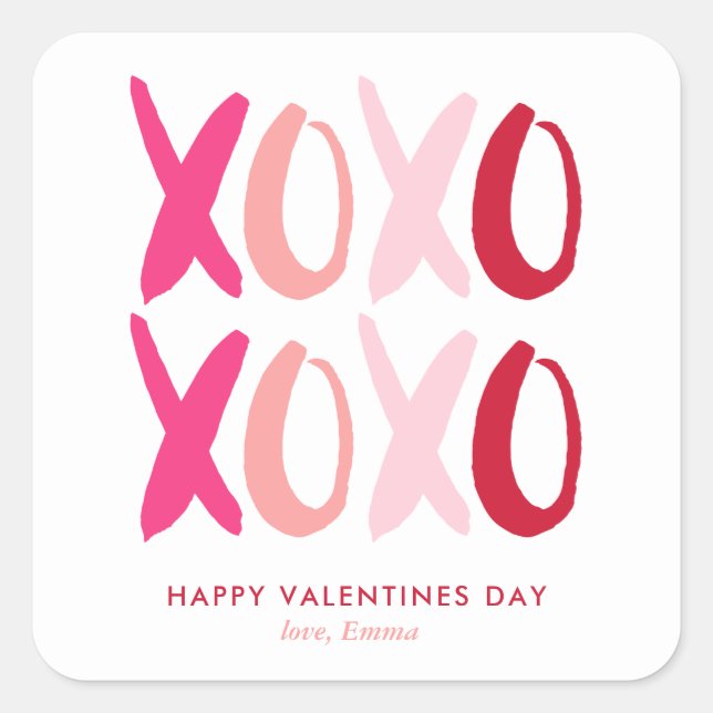 Sticker Carré Jour des Valentines "XOXO" (Devant)