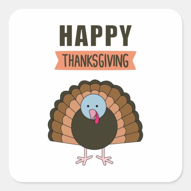 Sticker Carré Jour du bon thanksgiving Turquie Gratuit vacances (Devant)