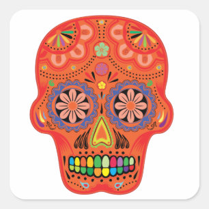 Sticker Carré Jour du crâne de sucre mort
