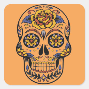 Sticker Carré jour du crâne mexicain des morts
