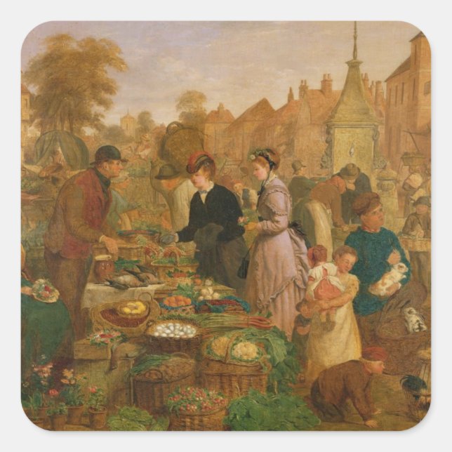 Sticker Carré Jour du marché (Devant)