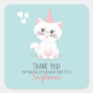 Sticker Carré Jour Purr-fect Chat Anniversaire