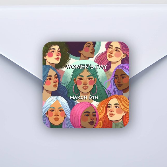 Sticker Carré Journée internationale de la femme Égalité et dive (Créateur téléchargé)