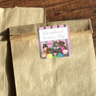 Sticker Carré Journée internationale de la femme Pretty Pink and