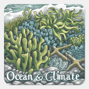 Sticker Carré Journée mondiale des océans - Coral Reef and Clima