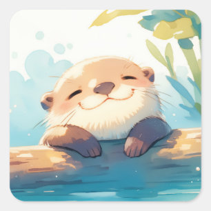 Sticker Carré Journée Paresseuse de la Loutre