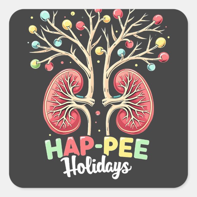 Sticker Carré Jours de Hap Pee Dialyse Connaissance du rein Noël (Devant)
