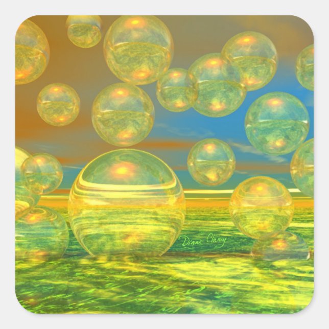 Sticker Carré Jours d'or - Tranquillité Jaune & Azur (Devant)