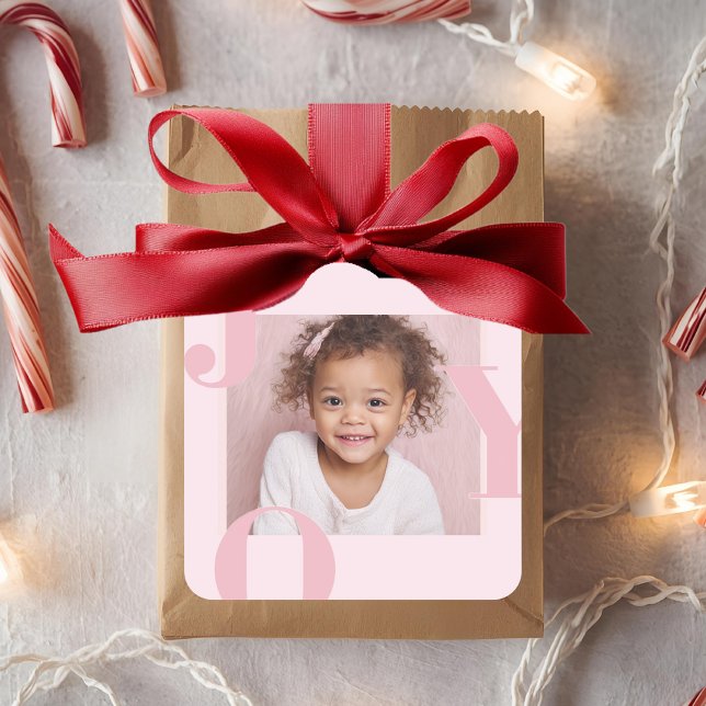 Sticker Carré JOY Blush Pink Modern Christmas | Personalized  (Créateur téléchargé)