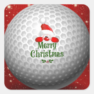 Sticker Carré Joy Christmas Golf Ball Sticule Feuille