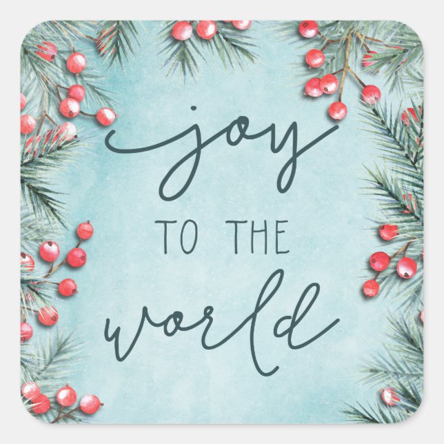 Sticker Carré Joy World Religieux Noël Rustique Vacances Bleu (Devant)
