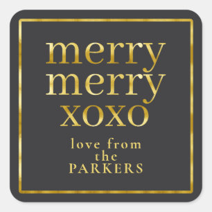 Sticker Carré Joyau d'or noir Joyeux XOXO ID1009