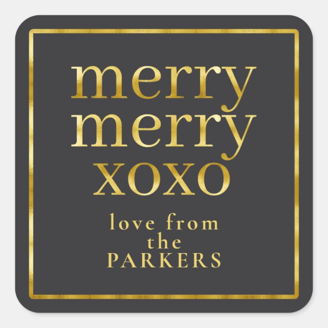 Sticker Carré Joyau d'or noir Joyeux XOXO ID1009 (Devant)