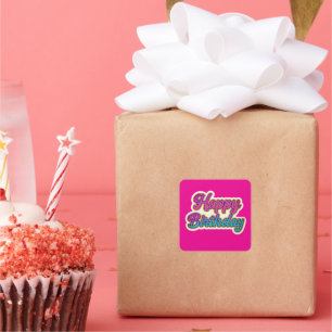 Sticker Carré Joyeuse conception de typographie d'anniversaire e