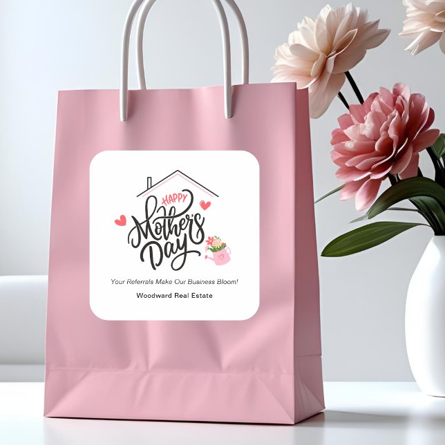 Sticker Carré Joyeuse Fête des Mères Fleur de l'entreprise | Imm (Créateur téléchargé)