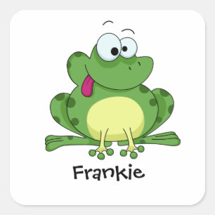 Sticker Carré Joyeuse grenouille verte
