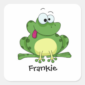 Sticker Carré Joyeuse grenouille verte