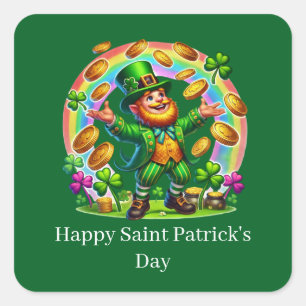 Sticker Carré Joyeuse Saint-Patrick personnalisable lutin 