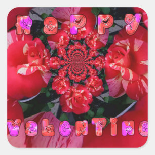 Sticker Carré Joyeuse Saint Valentin Red Infinity Art Rose