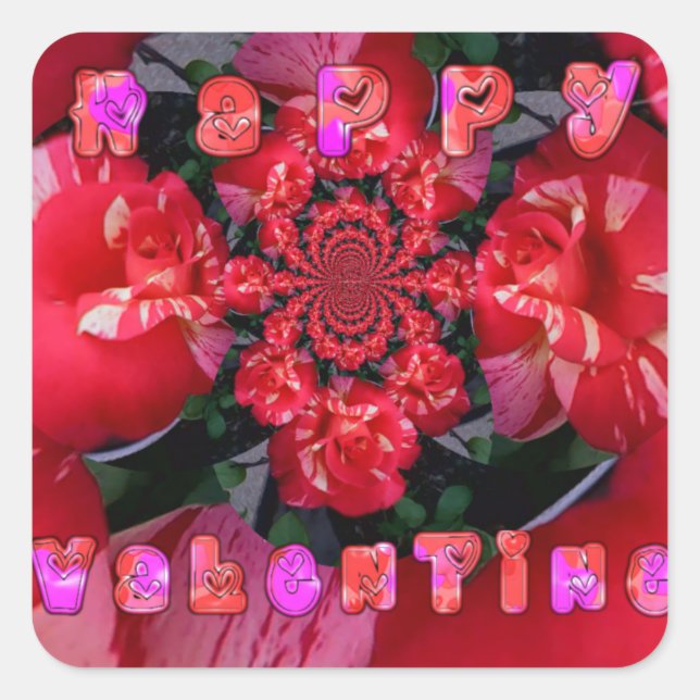 Sticker Carré Joyeuse Saint Valentin Red Infinity Art Rose (Devant)