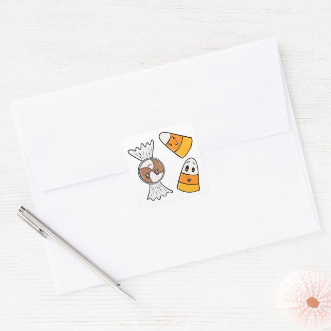 Sticker Carré Joyeuses bonbons d'Halloween (Enveloppe)