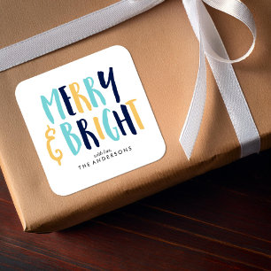 Sticker Carré Joyeuses et brillantes fêtes