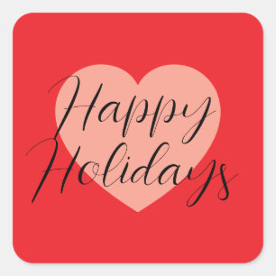 Sticker Carré Joyeuses Fêtes Joyeux Noël Période de Vacances Cœu