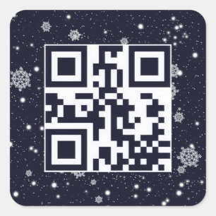 Sticker Carré Joyeuses Vacances QR Code Dans Les Snowflakes