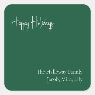 Sticker Carré Joyeuses Vacances Vert Famille Cadeau