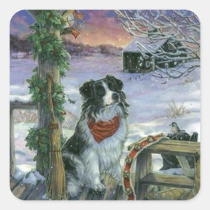 Sticker Carré Joyeuses vacances vintages