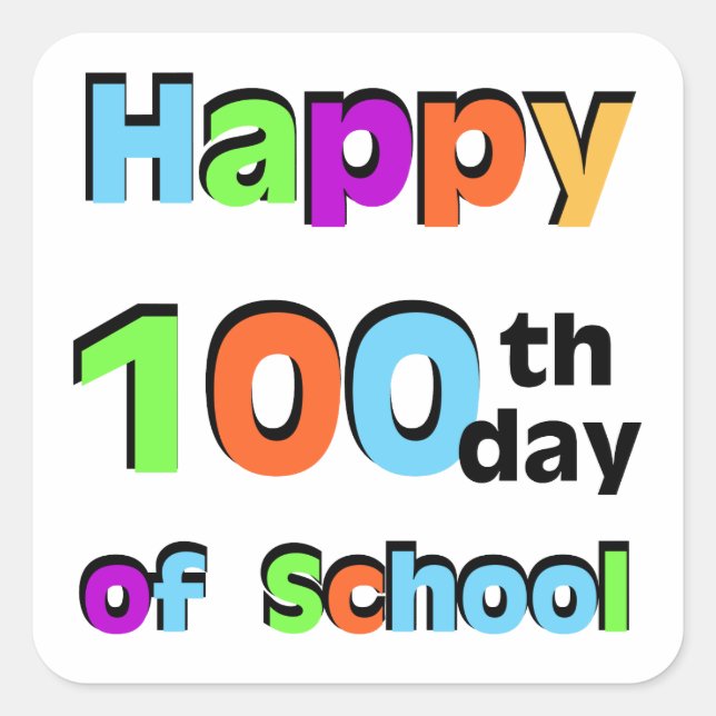 Sticker Carré Joyeux 100e jour d'école (Devant)