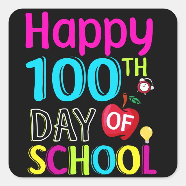 Sticker Carré Joyeux 100ème jour d'école (Devant)