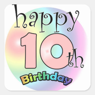 Sticker Carré Joyeux 10e anniversaire (roze)